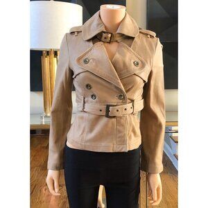 Bebe Moto Genuine 100%  Leather Jacket Buckles Steampunk Coat